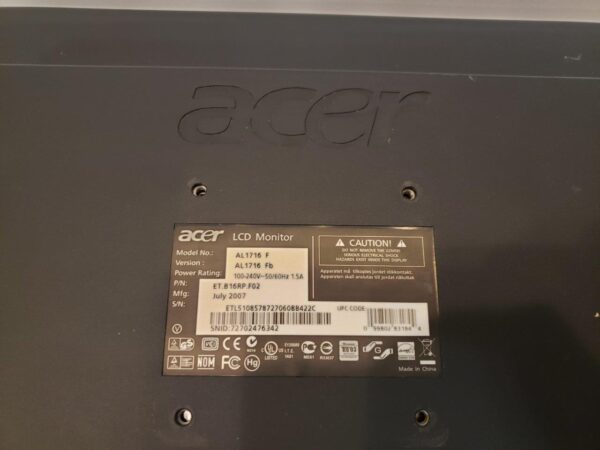 17 inch Acer AL1716 Fb SXGA 1280 x 1024 5 ms D-Sub LCD Monitor