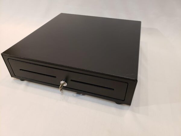 APG Standard- Duty 16” Electronic Point of Sale Cash Drawer | Vasario Series VB320-BL1616 | Printer Compatible | Plastic Till with 5 Bill/ 5 Coin Compartments | Black - Image 2