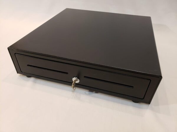 APG Standard- Duty 16” Electronic Point of Sale Cash Drawer | Vasario Series VB320-BL1616 | Printer Compatible | Plastic Till with 5 Bill/ 5 Coin Compartments | Black - Image 4