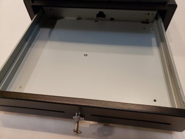 APG Standard- Duty 16” Electronic Point of Sale Cash Drawer | Vasario Series VB320-BL1616 | Printer Compatible | Plastic Till with 5 Bill/ 5 Coin Compartments | Black - Image 10