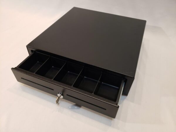 APG Standard- Duty 16” Electronic Point of Sale Cash Drawer | Vasario Series VB320-BL1616 | Printer Compatible | Plastic Till with 5 Bill/ 5 Coin Compartments | Black - Image 11