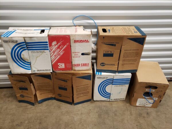 CAT5e cable 7 bundles boxes of various lengths totaling over 3000ft of wiring