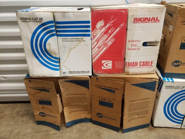 CAT5e cable 7 bundles boxes of various lengths totaling over 3000ft of wiring