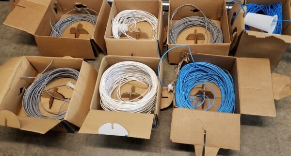 CAT5e cable 7 bundles boxes of various lengths totaling over 3000ft of wiring