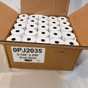 Thermal Cash Register Paper 3 1/8″ (3.125”) x 220′ Thermal Paper (50 Rolls)