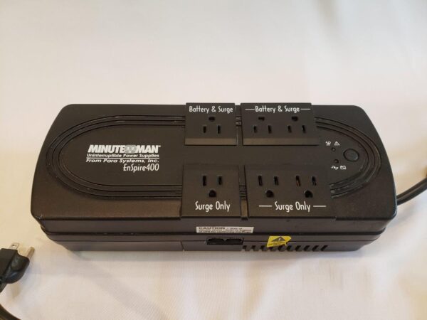 Minuteman EnSpire EN400 UPS, 200 Watt, 400 VA computer electrical battery Backup (used) - Image 3