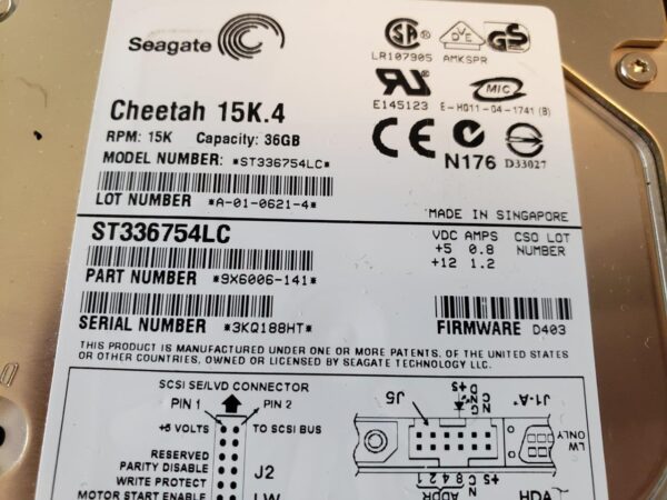 Seagate Cheetah 15K.4 Hard Drive ST336754LC Internal SCSI 15000 RPM 36.7GB - Image 3