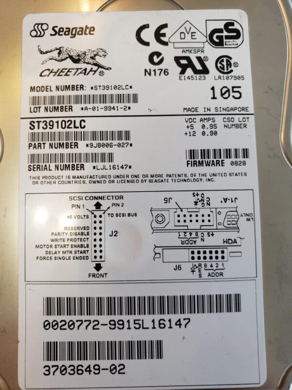Seagate Cheetah ST39102LC 9.1GB 80 PIN SCSI Hard Drive - Image 3