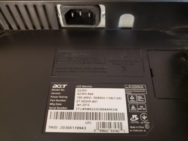 Acer G235H ABD Black 23" Widescreen LCD Monitor - Image 18