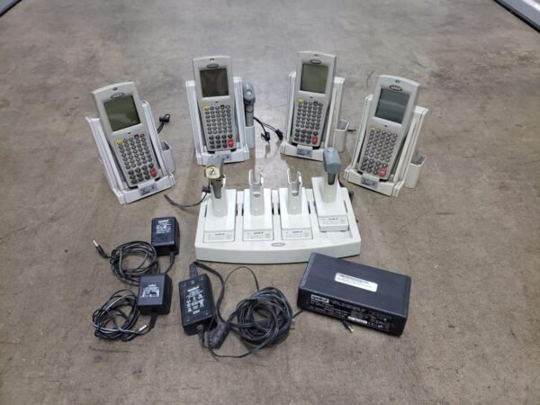 Lot of 4 Symbol PDT-6840 Portable Data Terminal Barcode Scanners + 4x Symbol CBU 3865 59942-01-00 21-32665-02 Single Slot Charger Cradle + 4 Slot Battery Charger Station 20-33569-01 + Symbol SYM04-2 p/n 50-14001-008 Power Supply Adapter - Image 3