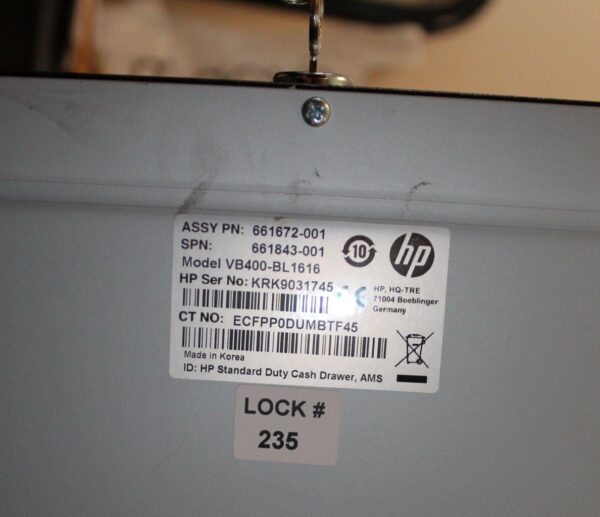 HP Standard Duty Cash Drawer – 2 Media Slot – 3 Lock Position Printer Driven – Steel – Black – VB400-BL1616