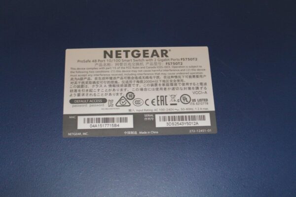 NETGEAR ProSafe FS750T2 48-port 10/100Base-TX Smart switch w/ 2 Gigabit ports - Image 11