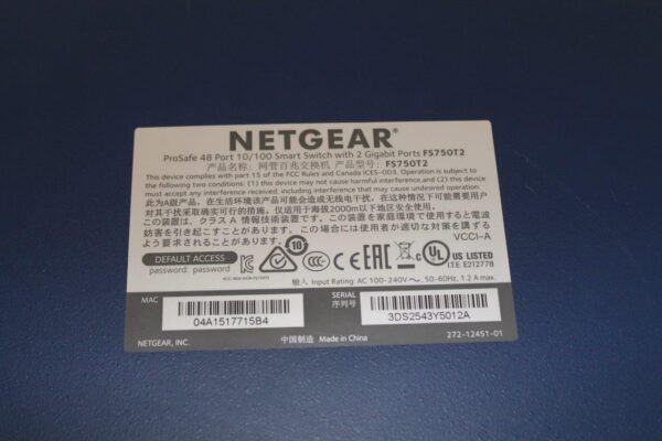 NETGEAR ProSafe FS750T2 48-port 10/100Base-TX Smart switch w/ 2 Gigabit ports - Image 12