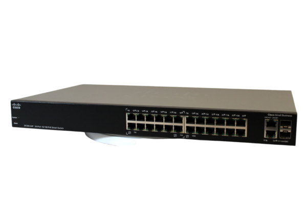 Cisco SF200-24P Smart Switch, 24 10/100 Ports, 12 PoE Ports, 2 Combo Mini-GBIC Ports (SLM224PT-NA) - Image 7