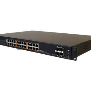 i3-International Annexxus Cortex Stackable PoE Video Network Switch SW-24400 with rack mount ears