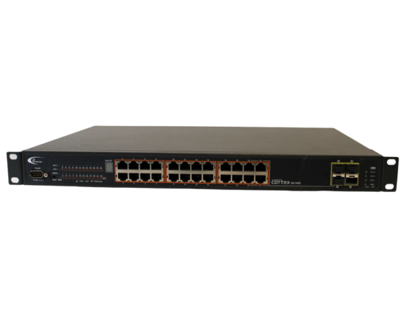 i3-International Annexxus Cortex Stackable PoE Video Network Switch SW-24400 with rack mount ears - Image 3