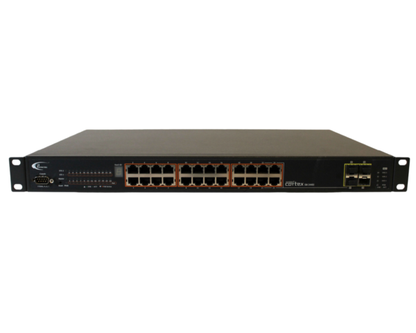 i3-International Annexxus Cortex Stackable PoE Video Network Switch SW-24400 with rack mount ears - Image 4